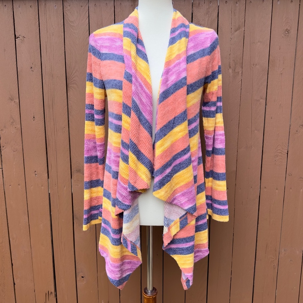 Bobeau | NWOT Size Small Amie Stripe Colored Waterfall Cardigan